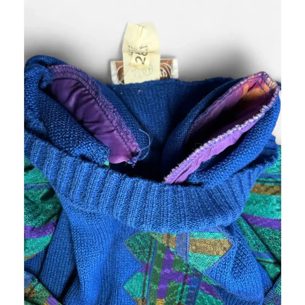 Leslie Fay Women's Sweater & Skirt 12P Vintage Blue Green Knit & Plaid